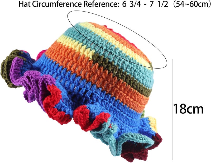 Ahouws Crochet Bucket Hat Women Trendy Knit Floppy Cap Cute Boho Handmade Beanies Outdoor Boho Travel Fishing Hat - Image 2